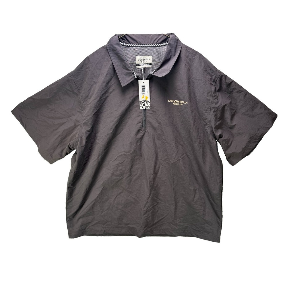 Devereux Golf Pullover Windbreaker Jacket Mens Large Gray Short Sleeve Skull NWT